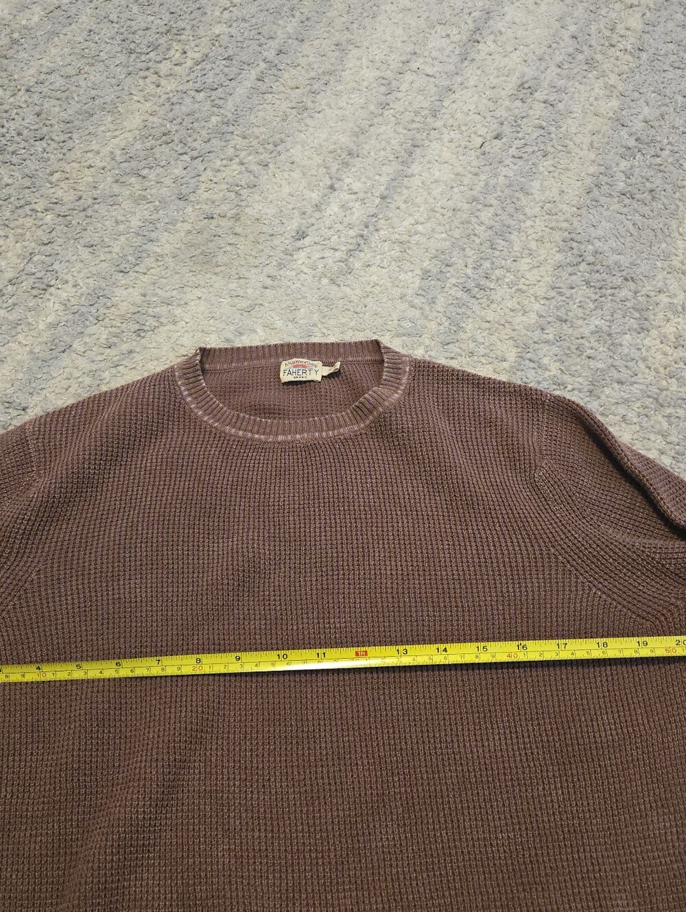 Faherty Men’s Medium 100% Organic Cotton Waffle Knit Sweater Sun-Faded Mauve - Picture 4 of 8